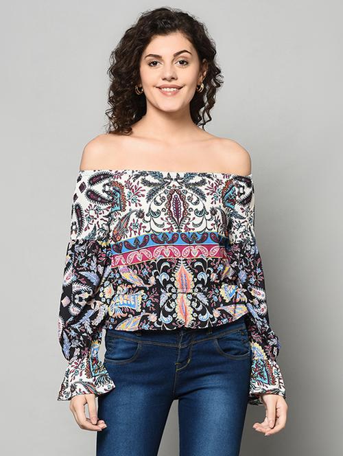 flute sleeves off shoulder top - 17170783 - Very Small Image - 1