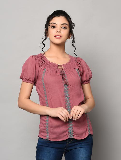 tie up neck peasant top - 17170812 - Very Small Image - 1