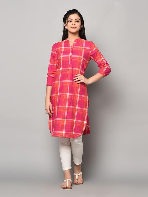 checkered straight kurta - 17170821 - Very Small Image - 1