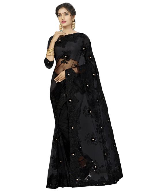 solid embroidered saree with blouse - 17170857 - Very Small Image - 1