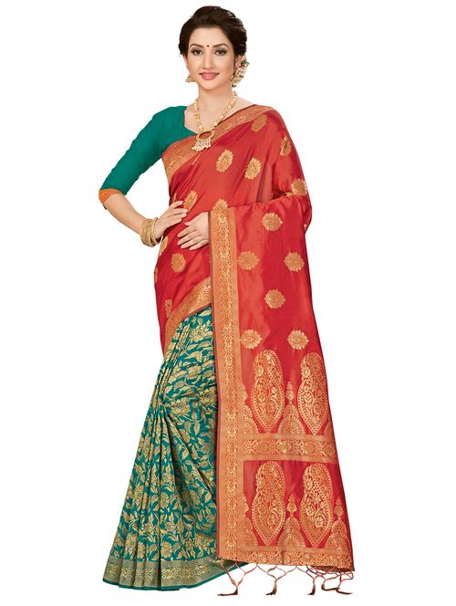 self design half & half saree with blouse - 17171042 - Very Small Image - 1