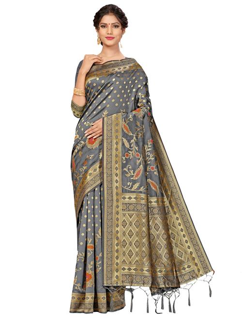 self design woven saree with blouse - 17171092 - Very Small Image - 1