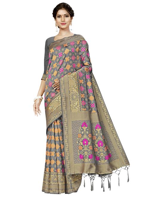 self design woven saree with blouse - 17171098 - Very Small Image - 1