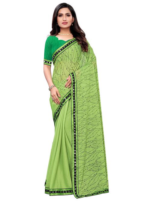 printed lace work bordered saree with blouse - 17171106 - Very Small Image - 1