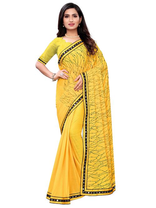 printed lace work bordered saree with blouse - 17171108 - Very Small Image - 1