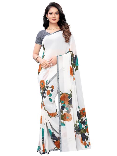 floral printed saree with blouse - 17171124 - Very Small Image - 1