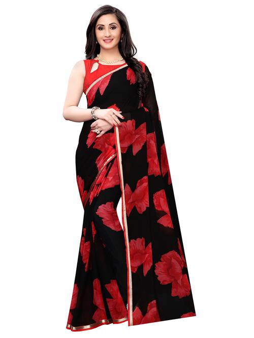 floral printed saree with blouse - 17171126 - Very Small Image - 1