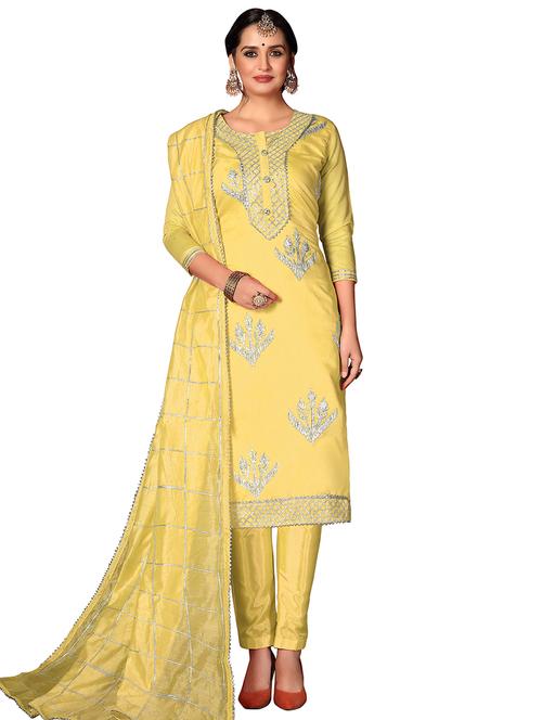 self design churidaar semi-stitched suit - 17171603 - Very Small Image - 1
