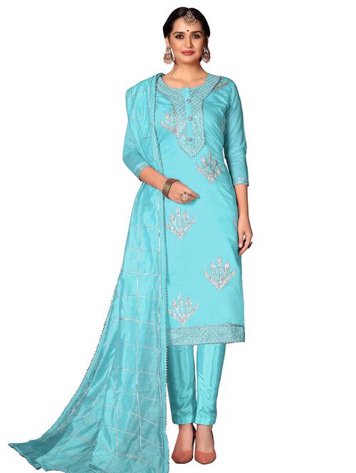 self design churidaar semi-stitched suit - 17171606 - Very Small Image - 1