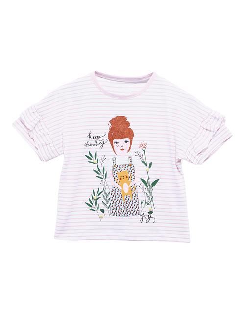 pink cotton blend regular tops & tee - 17173207 - Very Small Image - 1