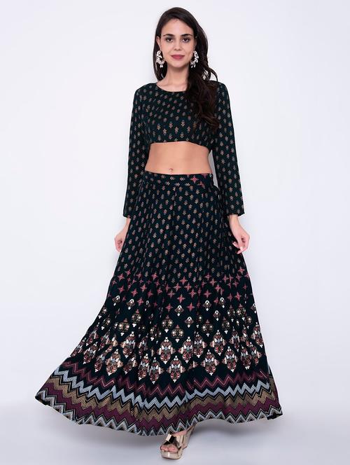 gold print top skirt set - 17173337 - Very Small Image - 1