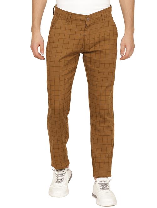 khaki checkered chinos - 17173602 - Very Small Image - 1
