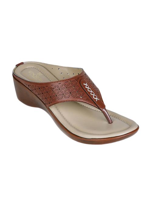 tan pu slippers flip flops - 17173739 - Very Small Image - 1