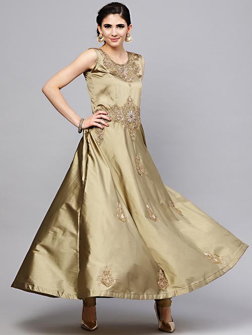 embroidered silk blend flared gown - 17175031 - Very Small Image - 1