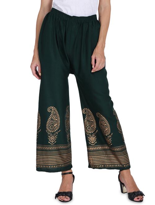 gold printed straight palazzo - 17175156 - Very Small Image - 1