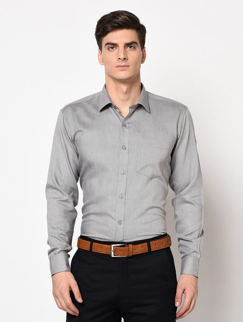 grey self design formal shirt - 17175544 - Very Small Image - 1