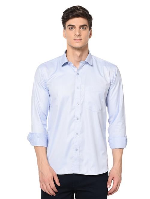 light blue self design casual shirt - 17175552 - Very Small Image - 1