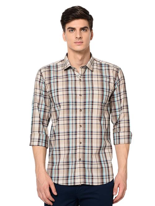 brown checkered casual shirt - 17175554 - Very Small Image - 1