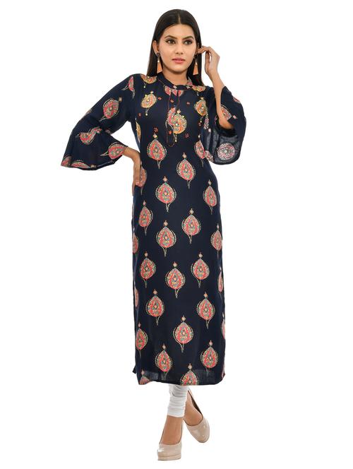 ethnic motifs straight kurta - 17175961 - Very Small Image - 1