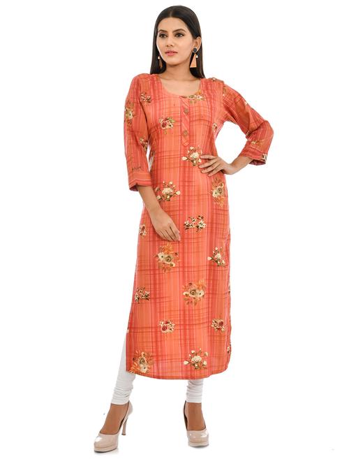 floral print straight kurta - 17175972 - Very Small Image - 1