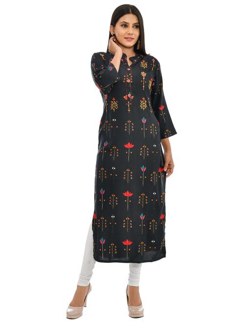 floral print straight kurta - 17175974 - Very Small Image - 1
