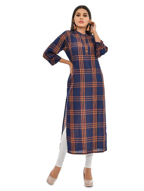 checkered straight kurta - 17175976 - Very Small Image - 1