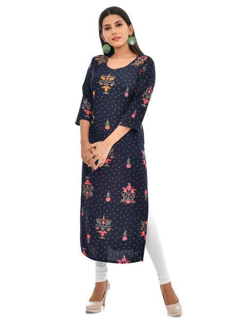 floral print straight kurta - 17175986 - Very Small Image - 1