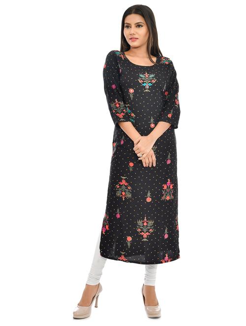 floral print straight kurta - 17175987 - Very Small Image - 1