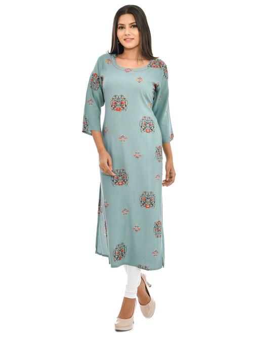 floral print straight kurta - 17176002 - Very Small Image - 1