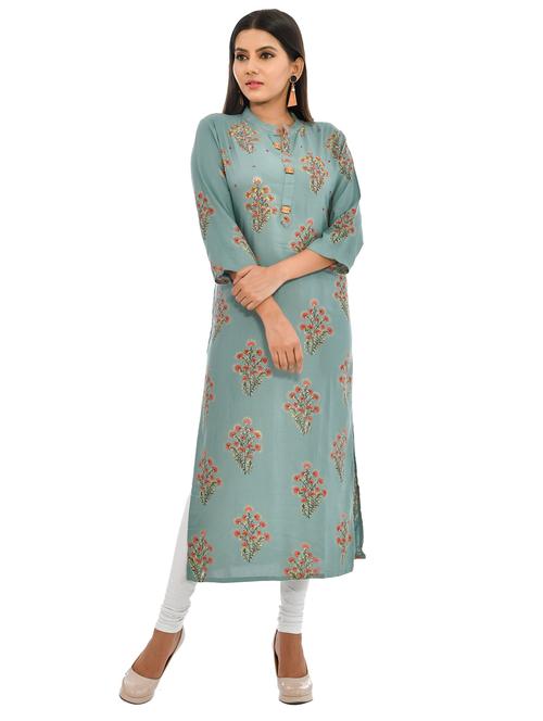 floral print straight kurta - 17176017 - Very Small Image - 1