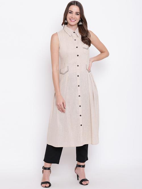 solid a-line kurta - 17176874 - Very Small Image - 1