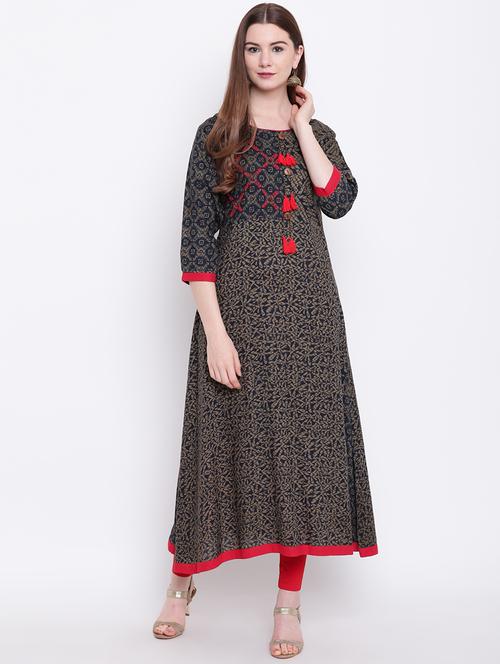 printed a-line kurta - 17176875 - Very Small Image - 1