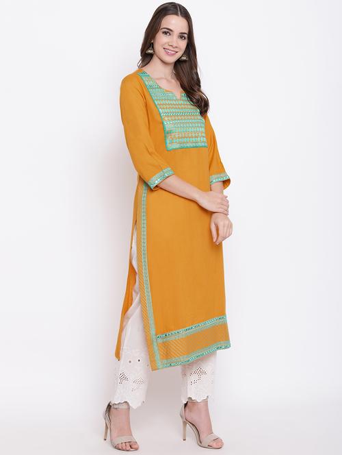 embroidered yoke straight kurta - 17176879 - Very Small Image - 1