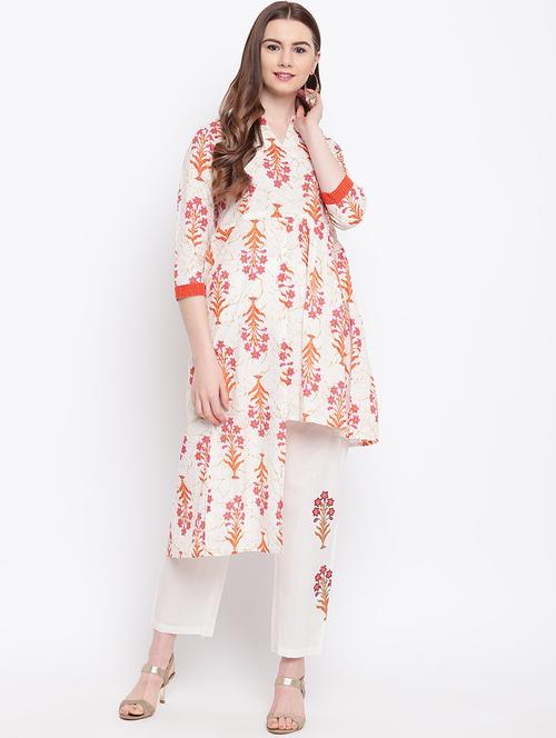 floral print asymmetric kurta - 17176888 - Very Small Image - 1