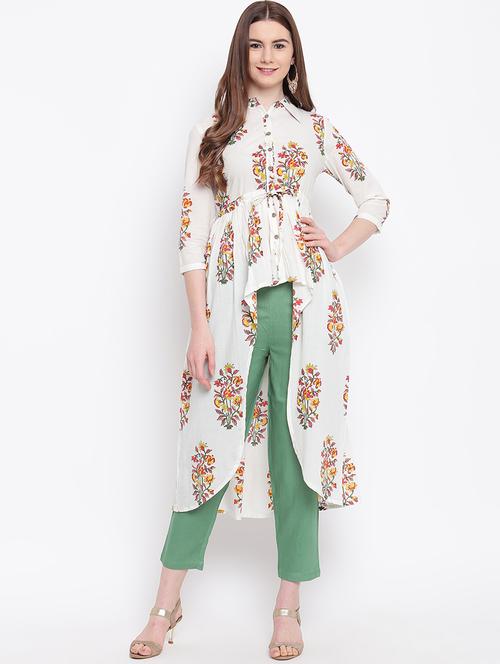 floral print fusion kurta - 17176890 - Very Small Image - 1
