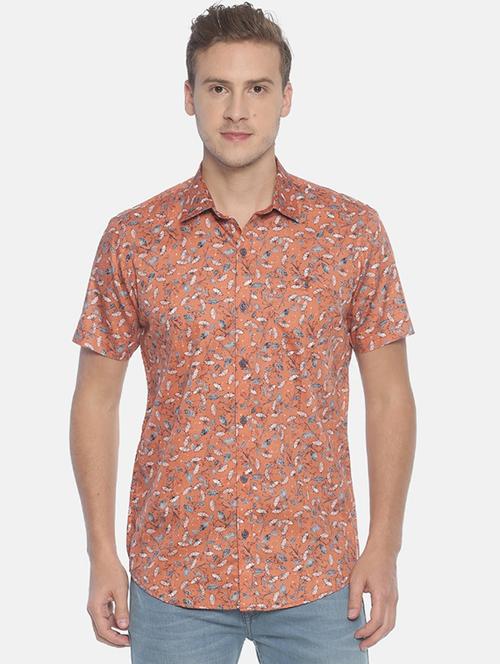 orange printed casual shirt - 17181645 - Very Small Image - 1