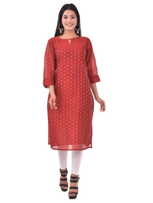 zari work straight kurta - 17181789 - Very Small Image - 1