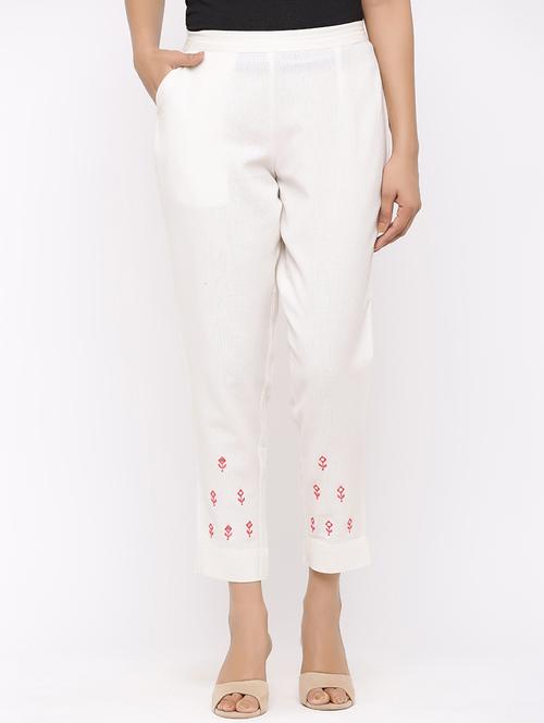 solid embroidered tapered pant - 17181872 - Very Small Image - 1