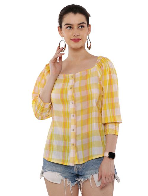square neck checkered top - 17181985 - Very Small Image - 1