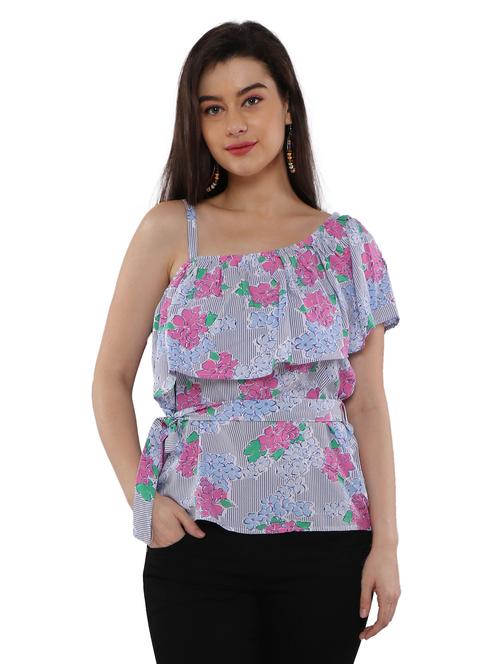 single shoulder tie knot top - 17181990 - Very Small Image - 1