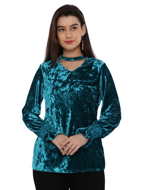 choker neck velvet top - 17181992 - Very Small Image - 1