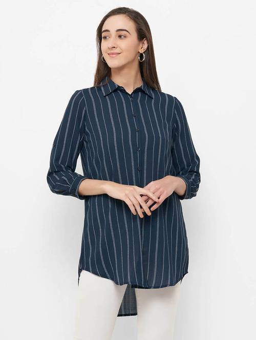 striped high-low shirt - 17182141 - Very Small Image - 1