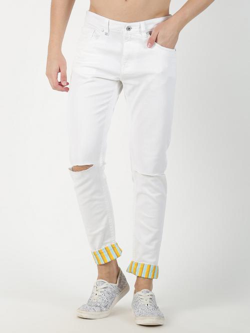 white distressed denim jeans - 17183166 - Very Small Image - 1