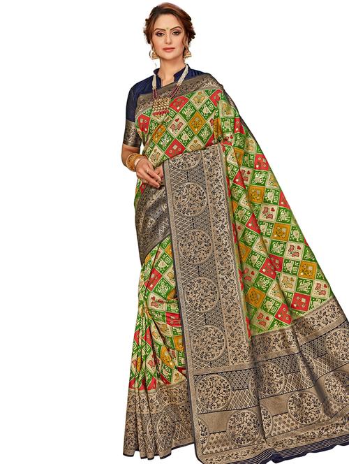 self design woven saree with blouse - 17183733 - Very Small Image - 1