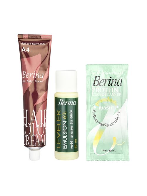 berina a4 dark red brown hair color cream 60gm pack of 2 - 17184405 - Very Small Image - 1