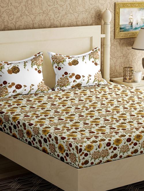 bella casa melody 144 tc cotton double bedsheet with 2 pillow covers - 17185031 - Very Small Image - 1