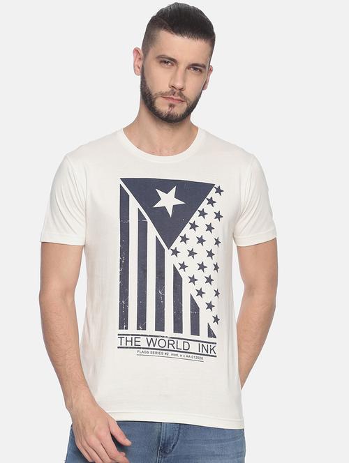 off white front print t-shirt - 17186545 - Very Small Image - 1