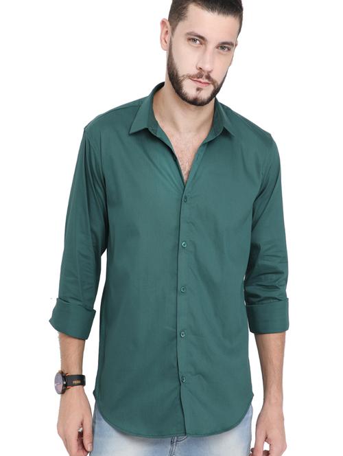 green solid casual shirt - 17186605 - Very Small Image - 1