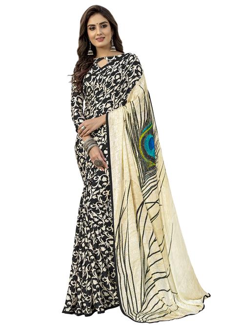 floral printed saree with blouse - 17190878 - Very Small Image - 1