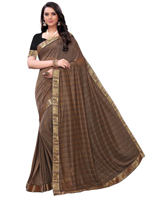 checkered bordered saree with blouse - 17190881 - Very Small Image - 1